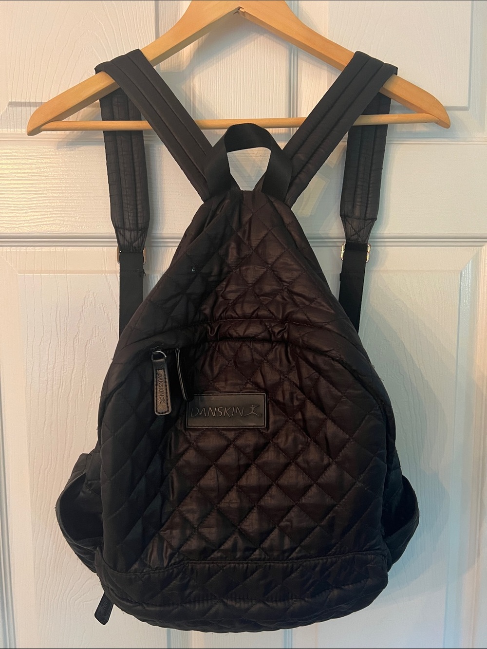 Danskin Quilted Black Backpack with Padded Straps